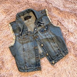 Cropped jean vest